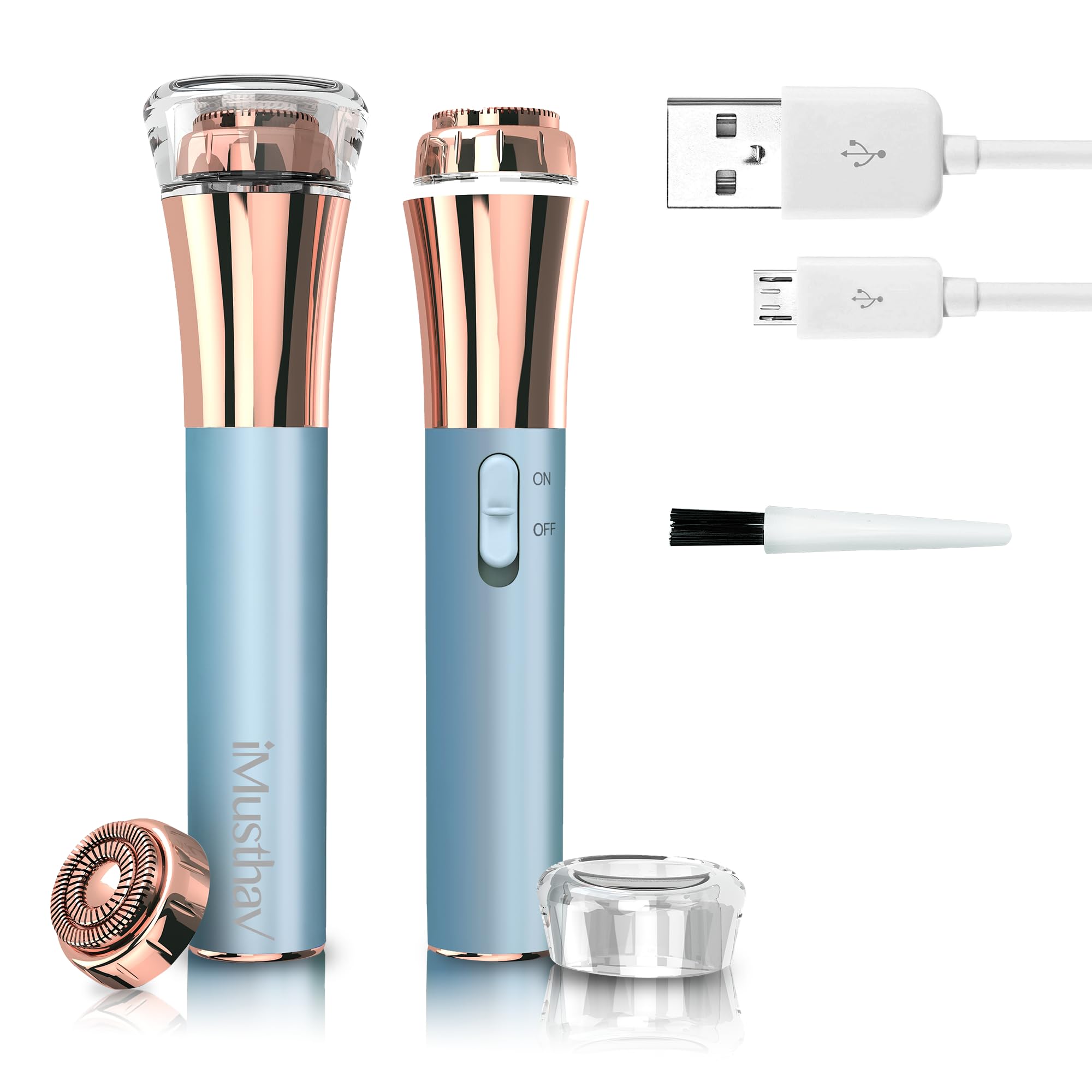 Professional Fast, Precise, Painless Facial Hair, Lips and Chin Remover for Women, USB Rechargeable Facial Epilator, 18K Gold-Plated Hypoallergenic 13mm Dual Ring Floating Head, 360° LED Light