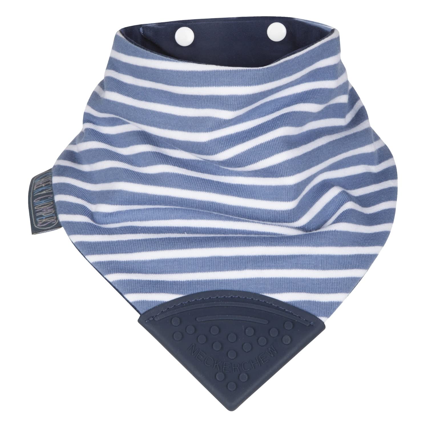 Cheeky Chompers Baby Bibs with Teether | 2 months+ Teething Bibs, Toddler Bibs | Reversible Dribble Bib & Baby Teether | Multi-Award Winning Neckerchew (Preppy Stripes, Single) — image 1