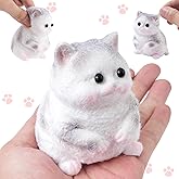 AONSOULE Handmade Cat Squishy Toy, Soft Cat Squeeze Toy for Adults, Stress Relief Squishy Cat Toy, Funny Desk Gifts, Travel & Office Relaxation Toy
