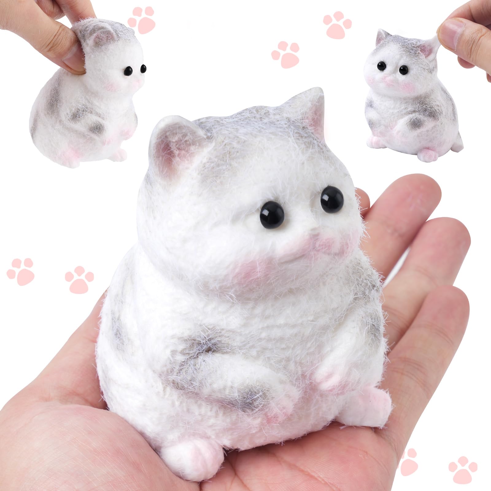 AONSOULE Handmade Cat Squishy Toy, Soft Cat Squeeze Toy for Adults, Stress Relief Squishy Cat Toy, Funny Desk Gifts, Travel & Office Relaxation Toy
