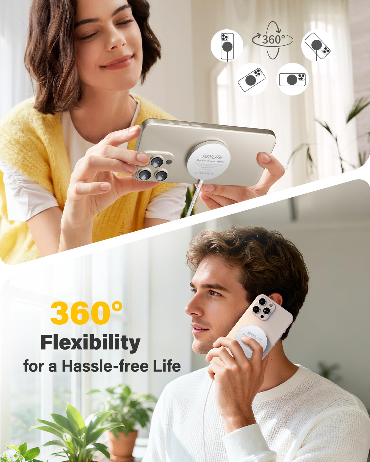 25W Wireless Charger for MagSafe, Qi2.2 Magnetic Fast Charging Pad for iPhone 17/16/15/14/13/12 Series & AirPods, Strong Magnet, Ultra-Thin & Portable Charger Mat for Travel Home Office(White, 2Pack)