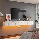 FurniNova 63'' Fully Assembled Floating TV Stand,Matte Wall Mounted TV Console Entertainment Center Floating Shelf for Under TV Media Conlole for Bedroom Living Room,Cream White