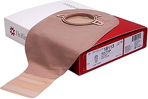 Hollister 18113 New Image 2-Piece 12” Drainable Ostomy Pouch, Red Color Code Match, 10 Pack, Beige – 2-1/4” Flange Size, Lock n’ Roll Microseal Closure