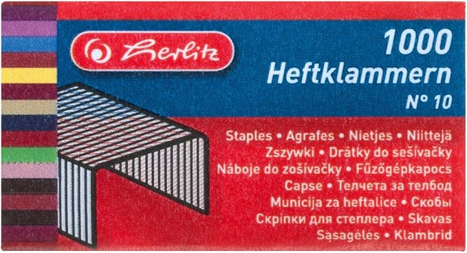 <span>Herlitz No. 10 Staples, 2X Galvanised 1000 Pieces  (4008118760621)
