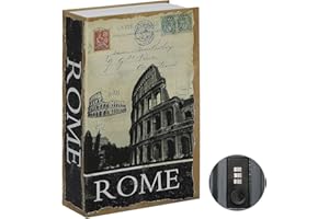 Jssmst Diversion Book Safe with Combination Lock, Faux Book Box Hidden Storage, Secrect Hidden Safe Lock Box for Home Office Code Lock Money Box, 9.5 x 6.2 x 2.2 inch, SMBS020 Rome