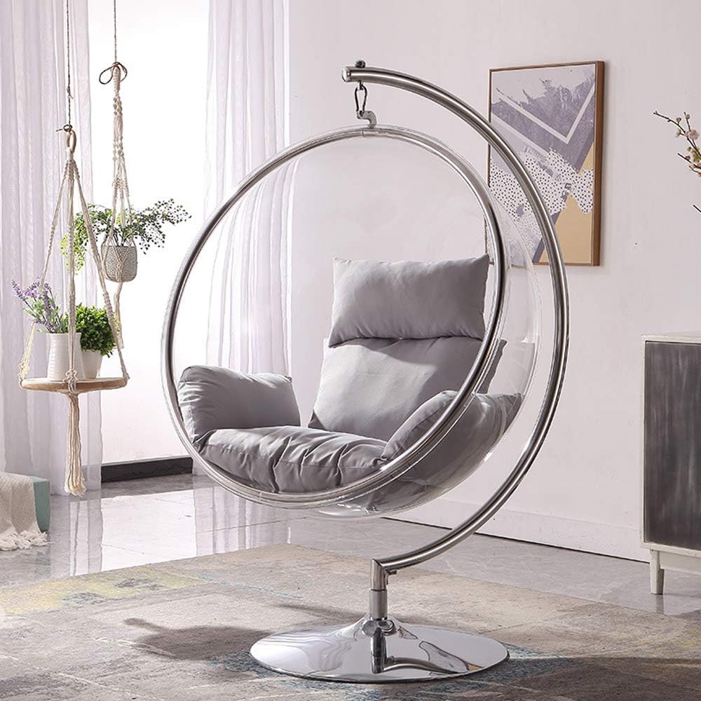 SMGPYHWYP Transparent Bubble Chair ，Glass Cradle ，Hanging Basket Chair， Indoor Balcony Home Hemisphere Chair Space Chair Swing Chair
