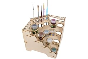 The Broken Token Modular Paint Rack w/ 35mm Holes - 90° Wedge - Multiple Organizer for Paint Bottles, Pots, and Brushes in Tiered Layout - Customize Your Pieces with Easy Organization & Access