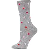 MeMoi Delicate Hearts Crew Socks for Women, Ultra Soft Blend Womens Crew Socks, Versatile Fit - One Size