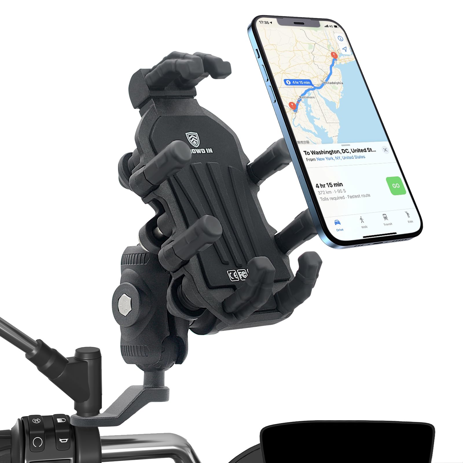 Photo 1 of OXWIND Motorcycle Phone Mount with Vibration Dampener, [Anti-Theft][Ultra-Sturdy] Rearview Mirror Phone Holder for Motorcycle, Cellphone Clamp Compatible with iPhone, Samsung, Smartphones