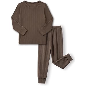 Mikrdoo Toddler Boy Pajamas Snug Fit 2-Piece Long Sleeve Pajama Set | Soft ribbed knit snug fit 2pc boys pajamas, stretch lon