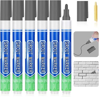 Flintronic 6Pcs Dark Grey Grout Pen Tile Paint Marker Wall Repair Sealer