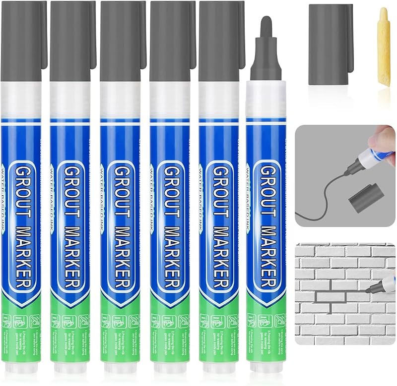 Flintronic 6Pcs Dark Grey Grout Pen Tile Paint Marker Wall Repair Sealer
