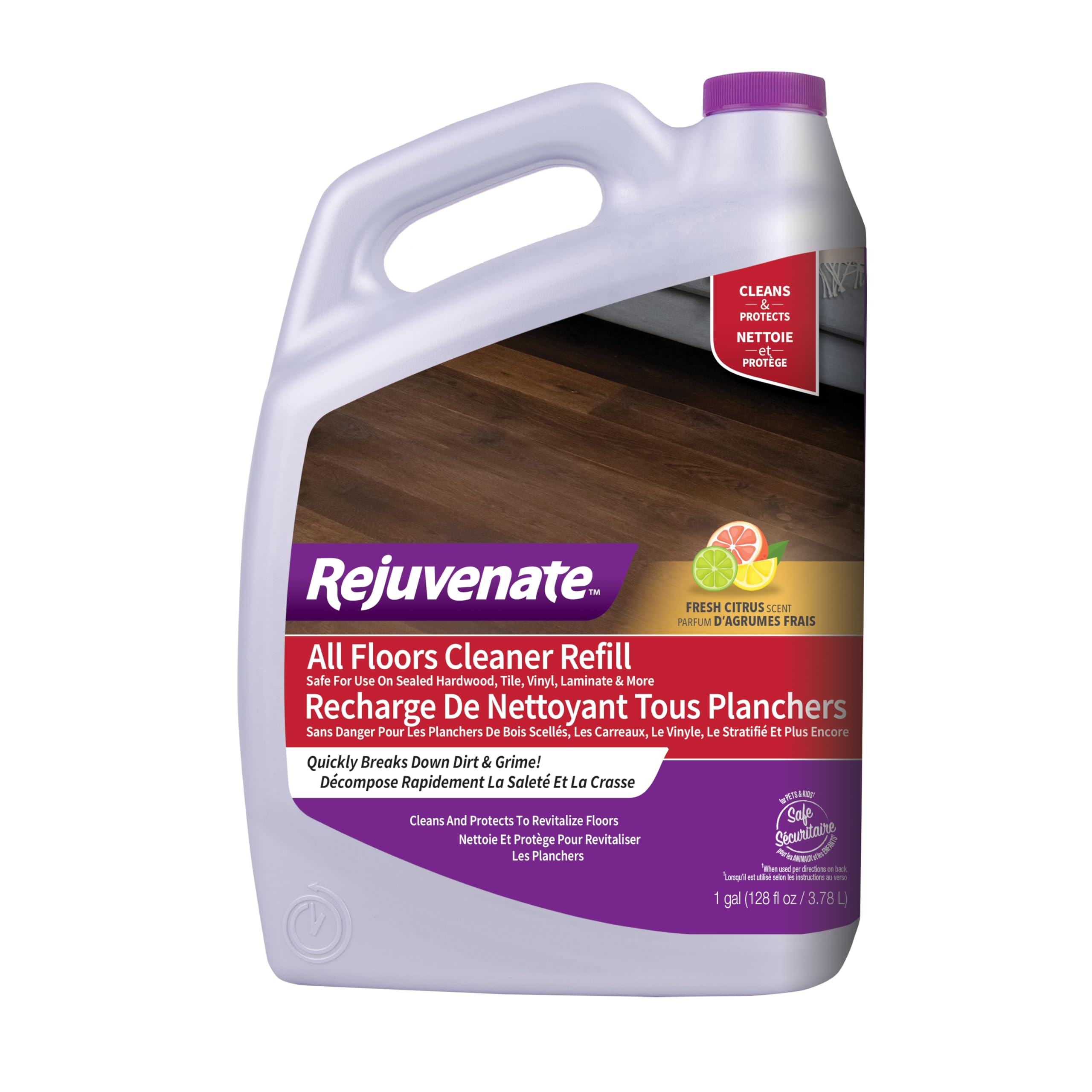 Photo 1 of Rejuvenate All Floors Cleaner Refill, Breaks Down Dirt and Grime, Cleans and Protects Floors Throughout Your Home, Including Sealed Hardwood, Tile, Vinyl, Laminate and More, 1 Gallon