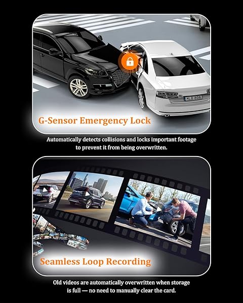 DASH CAM FRONT AND REAR, DASH CAMERA FOR CARS 4K+1080, DASHCAM BUILT-IN WIFI, APP CONTROL, 32GB CARD INCLUDED, 3″ IPS TOUCH SCREEN, 24H PARKING MONITOR, NIGHT VISION, G-SENSOR