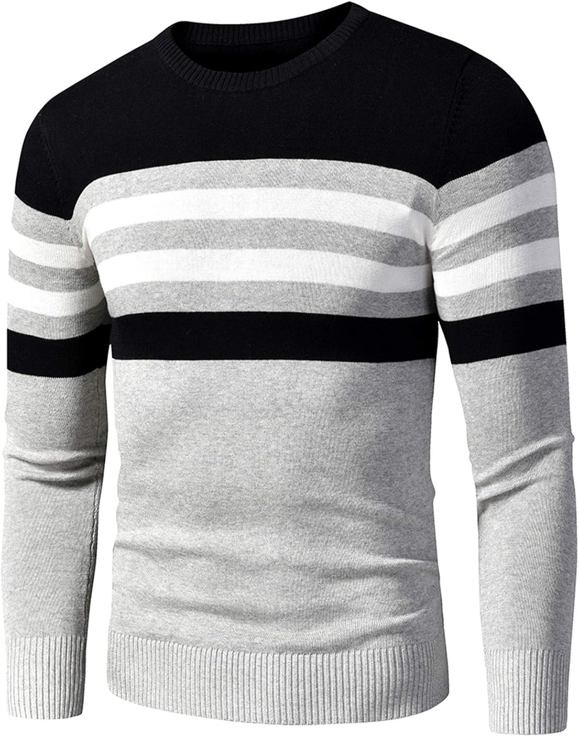 Men Classic Casual Knitted Cotton Sweaters Pullover Fashion Striped O