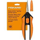 Fiskars 6" Steel Micro-Tip Pruning Scissors, Garden Snips for Small Plants | For Flower Stems, Herbs &amp; Buds, Blades Stay Sharp, Easy Action Spring Reduces Hand Fatigue, Trimmer w/ SoftGrip Handle