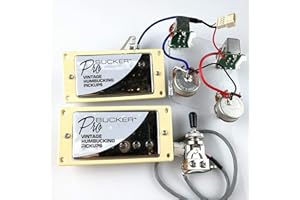 XIYANGJUAN 1 Set ProBucker Alnico Bridge&Neck Pickups with Pro Wiring Harness Pots&3 Way Switches for Electric Guitar Chrome(Cream Ring)