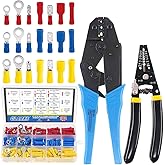 Glarks Professional Self-Adjustable Ratchet Wire Crimping Pliers AWG 22-10 and a Wire Stripper Tool Set with 183Pcs Insulated