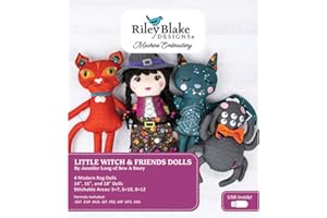 GENERIC Riley Blake Machine Embroidery Patterns: Exclusive Digital Design, Compatible with Major Machines, Instant Download, Scalable Sizes, and Detailed Instructions (Little Witch & Friends Dolls)
