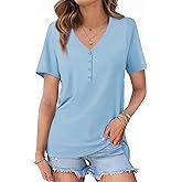 joyliveCY Womens Blouse Short Sleeve Button Down Shirts Business Casual Blouse Basic Tee V Neck Summer Outfit