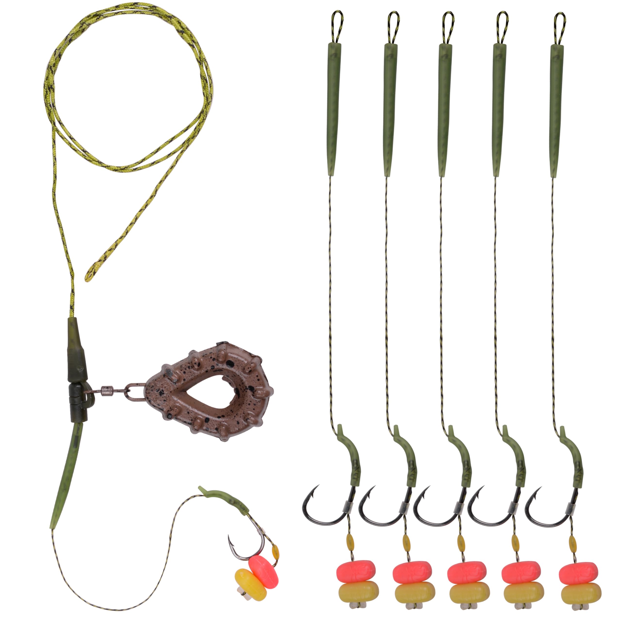 Carp Fishing Rigs Kit Handmade Setup Hair Rigs Terminal Tackle Kit Chod Helicopter Rig with Hook Swivels Corn Bait Leader Line Boilies Bait Rig Carp Fishing Accessories(Type B)