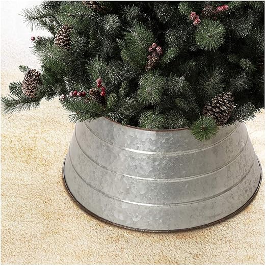 Buy Glitzhome Rusitc Galvanized Metal Tree Collar, Metal Tree Skirt for