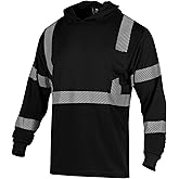 VENDACE Safety Reflective High Visibility Long Sleeve Shirts ANSI Class 3 Hi Vis Construction Work T Shirts for Men with Hood