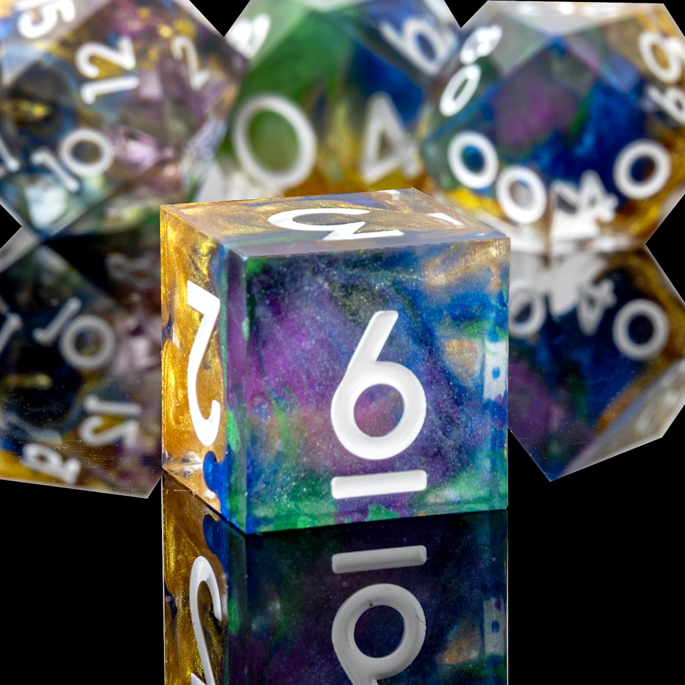 Sharp Edge DND Dice Set Handmade 7 Accessories Dice for Dungeons and Dragons TTRPG Games, Multi-Sided RPG Polyhedral Resin Sharp Edge Dice Roleplaying Games Shadowrun Pathfinder MTG