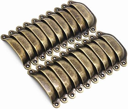 Weichuan 20pcs Antique Bronze Iron Drawer Knobs Pulls Handles