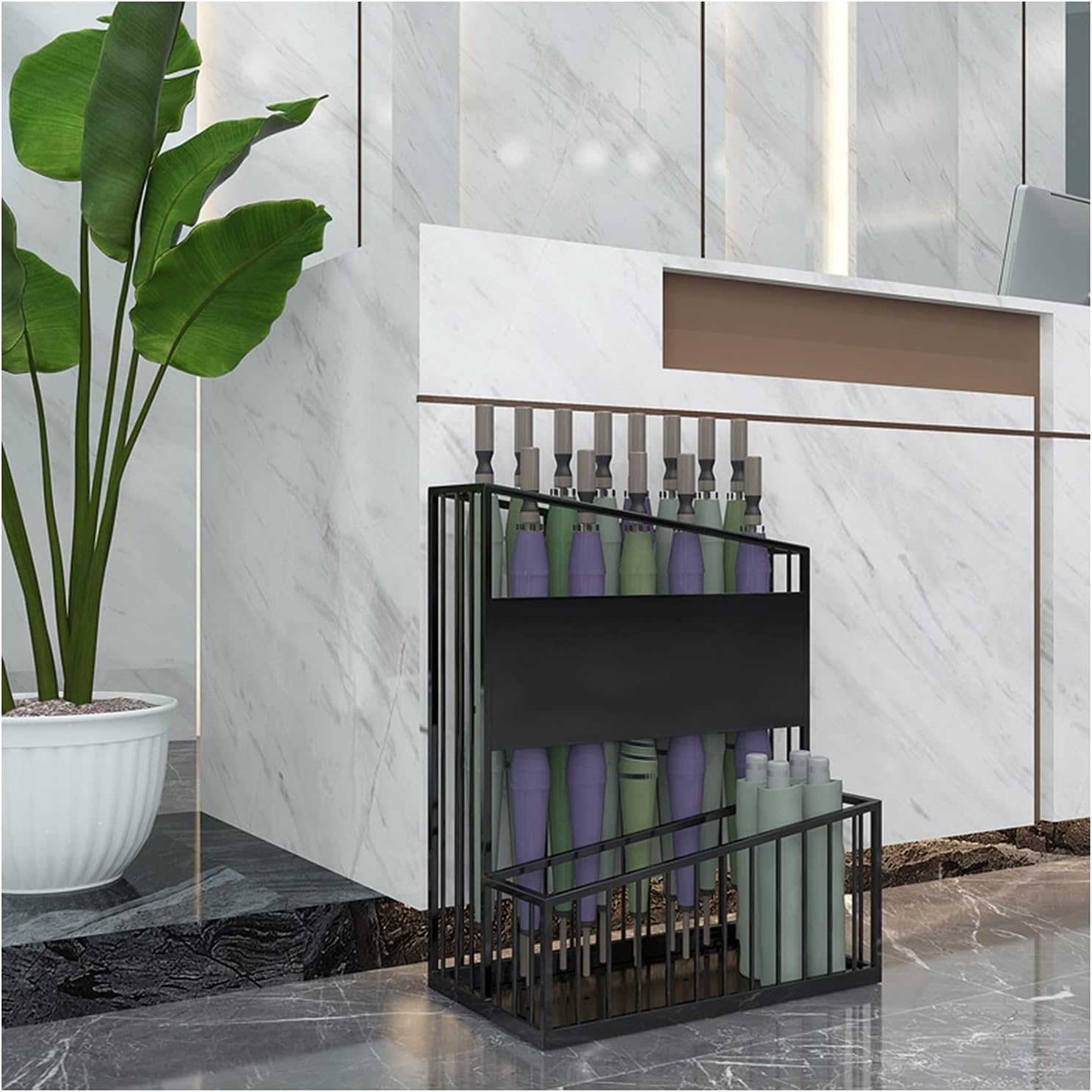 Umbrella Rack HUA Metal Umbrella Stand, Large Capacity Umbrella Bucket