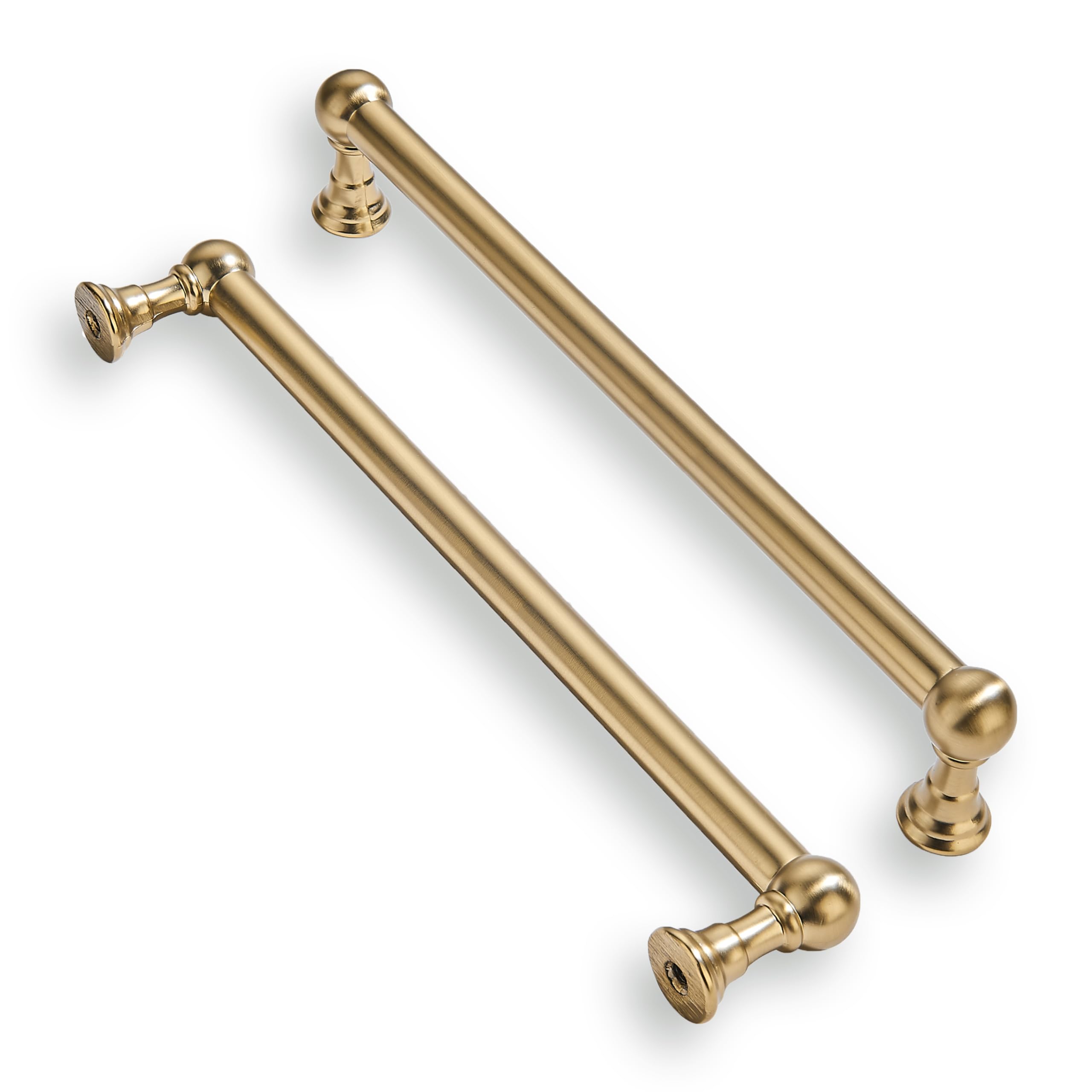 Photo 1 of khtumeware 10 Pack 10 Inch Hole Center Brushed Brass Cabinet Pulls Heavy Duty Solid Warm Brass Cabinet Handles cabinets Dressers Kitchens Handles Bathroom cabinets
