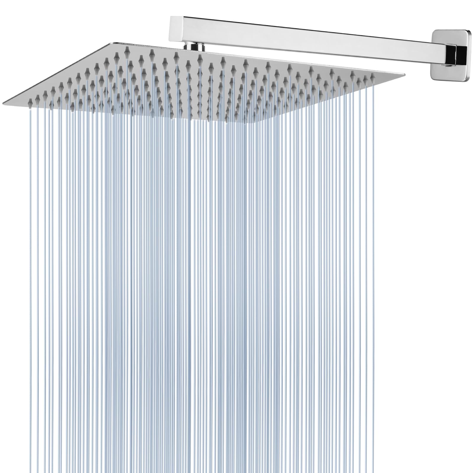 Voolan Rain Shower Head with Extension Arm, Stainless Steel Rain Shower Heads, High Flow Square Shower Head (Shower 30 cm, Arm 40.5 cm)