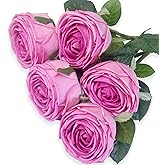 LYZXMLBL 5Pcs Rose Real Touch Artificial Silk Flowers with Stems - Lifelike Latex Austin Rose Peony for Wedding Bouquets, Home Decor, DIY Floral Arrangements