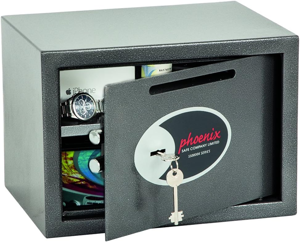 Phoenix Safe Company Vela Deposit Home and Office SS0802KD Size 2 Security Safe with Key Lock , Metal, Metallic Graphite