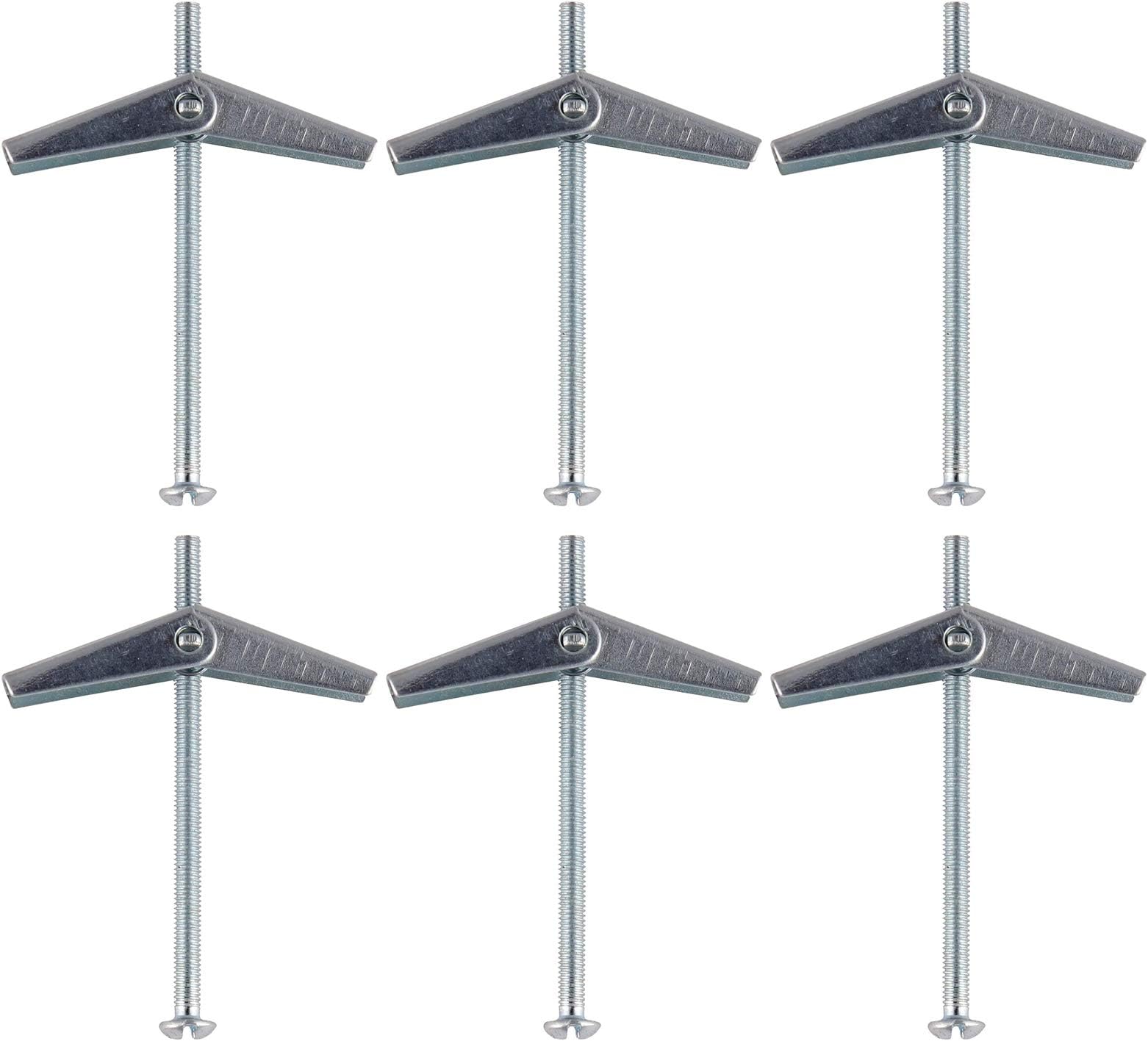 fiXte® Wing Spring Toggle with Machine Screw for Plasterboard Hollow Walls & Doors Pack of 6 (M5 x 75mm)
