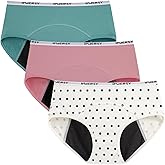 INNERSY Period Underwear for Teens Girls Cotton Leak-Proof Menstrual Panties 3-Pack