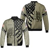 Tinoshop Personalized Army Veteran Jacket for Men, American Eagle Bomber Jacket Men, US Army 3D Jackets for Men Military