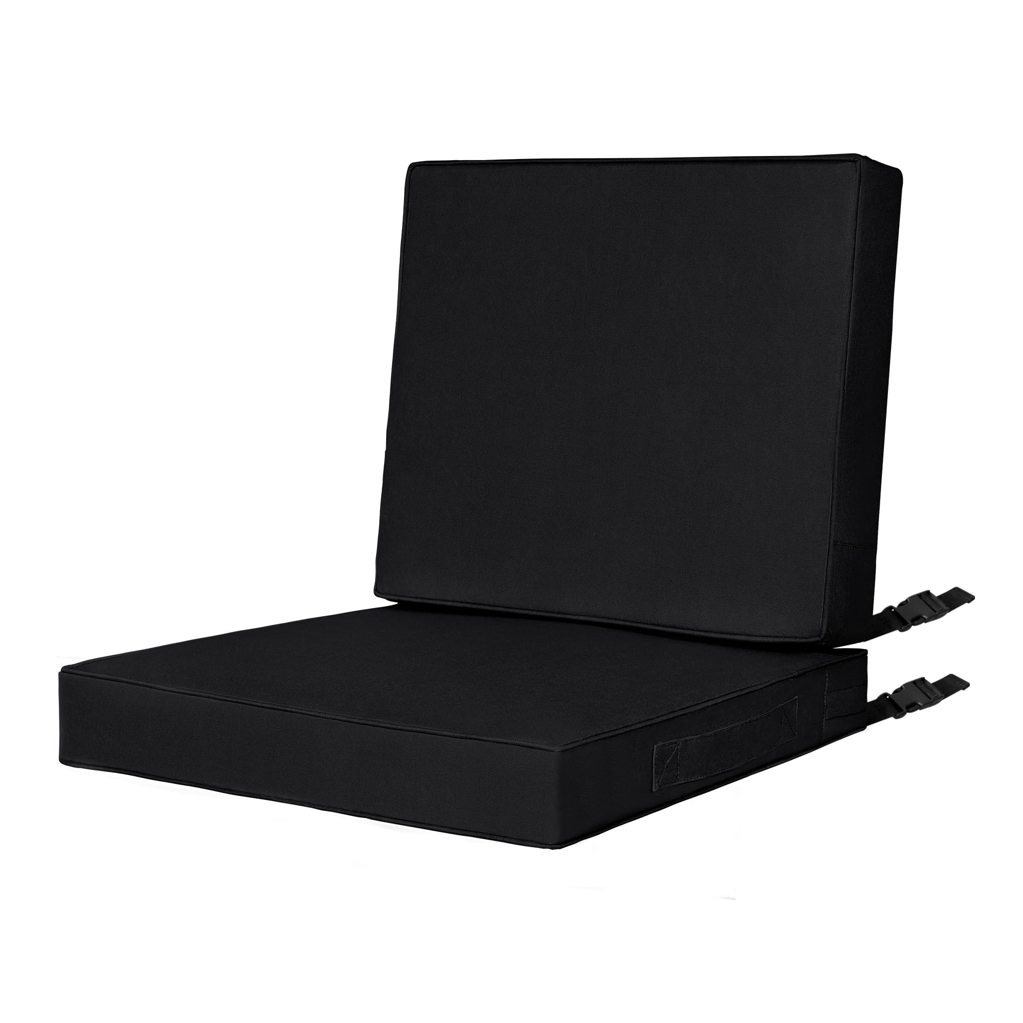 Photo 1 of Easy-Going Waterproof Patio Chair Cushion Back 22x18.5 in + Seat 22x22x3 in Fade Resistant Outdoor Seat Furniture Cushion with Zipper and Handle Black