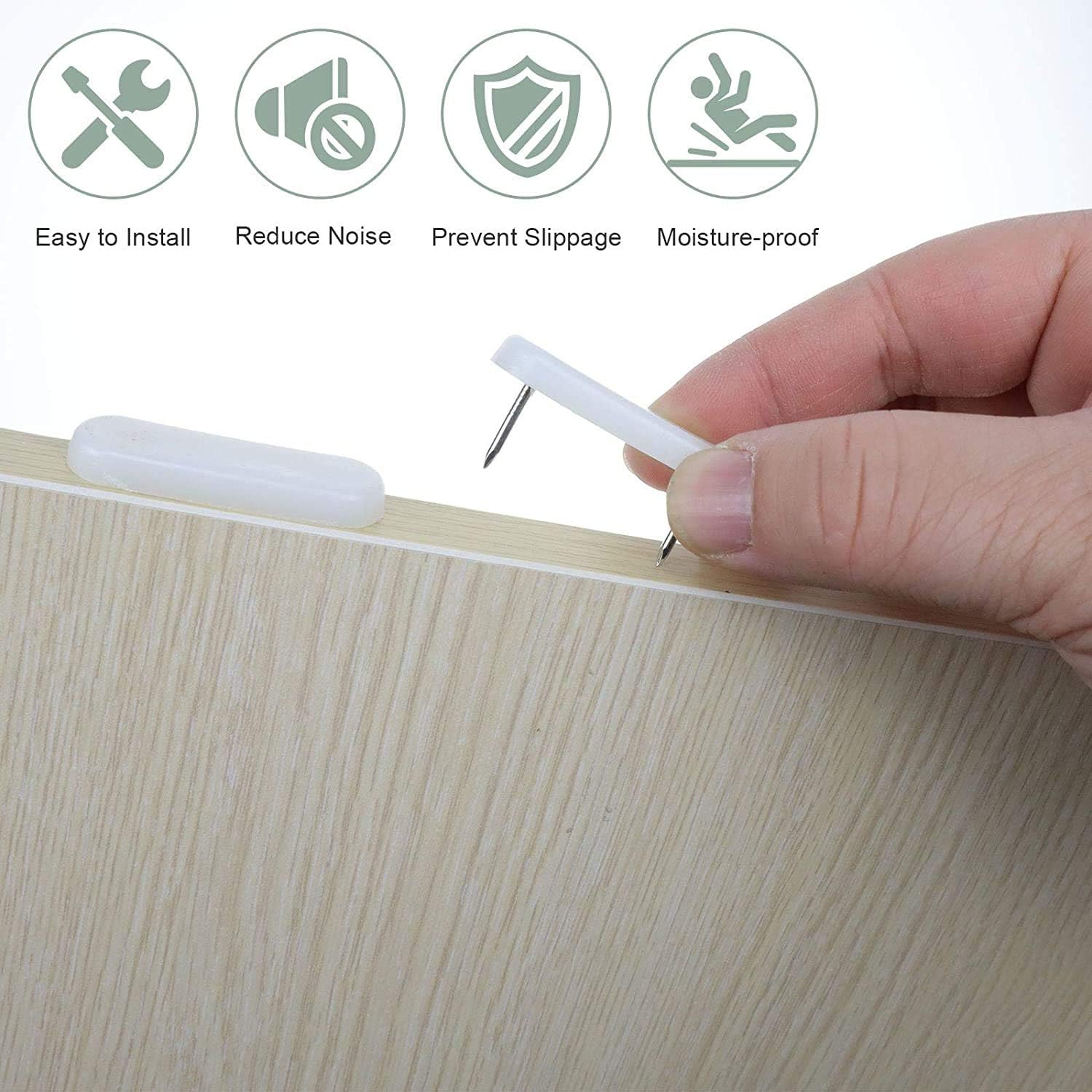 DISPEZE 30 Pcs Bed Skirt Holding Pins, Double Pins, Furniture Chair Leg Pins, Glide Nails Holding Pins for Stopping Slipcovers and Bedskirts from Slipping, Mute Skid Proof -