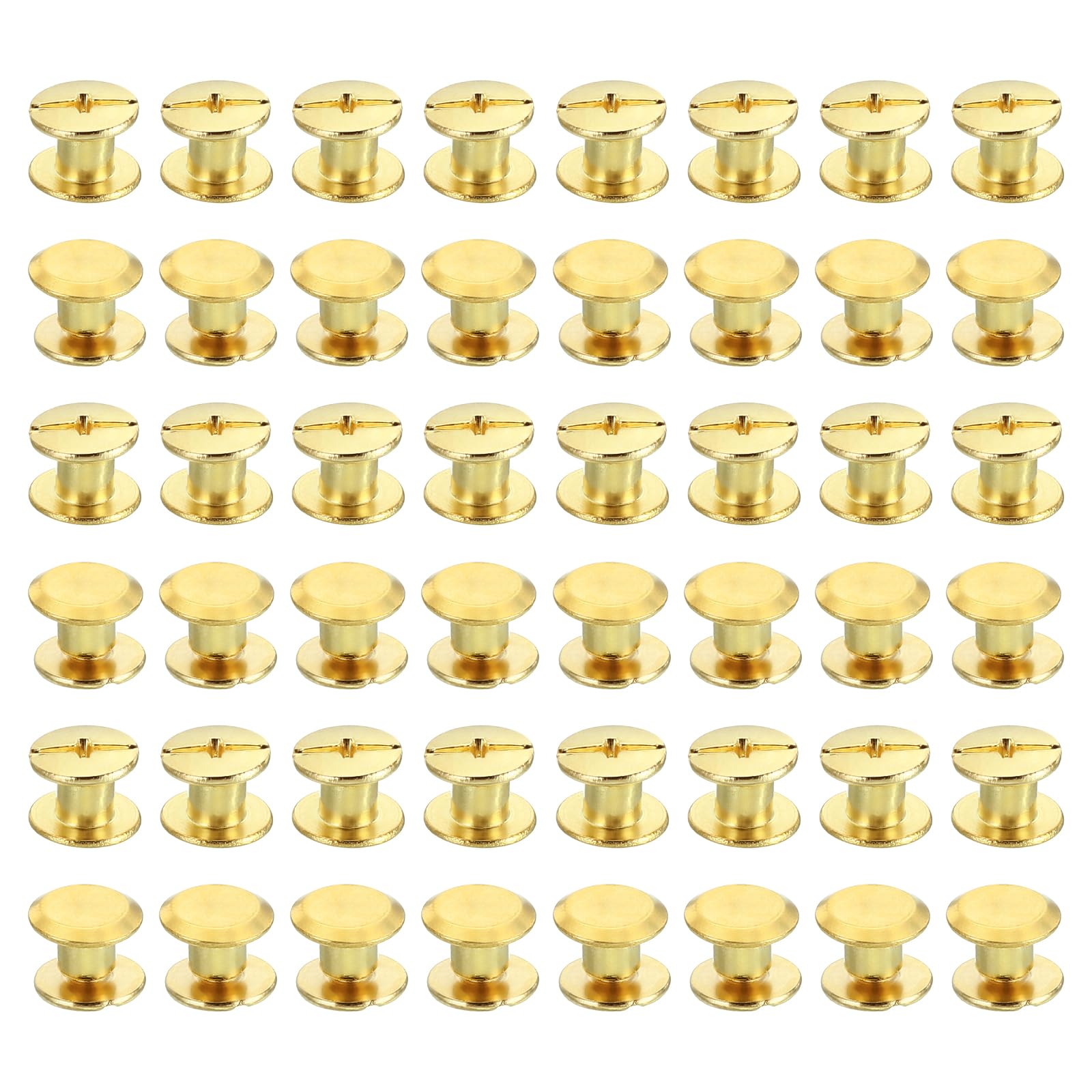 PATIKIL 100 Sets Chicago Screws, M5x4mm Chicago Screws Phillips Binding Post Screw Bolts Leather Rivets Brass Fasteners Connectors Steel for Leather Belt Scrapbook Photo Albums, Golden