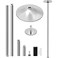 Yaheetech Dance Pole Spinning Static Dancing Pole Portable Removable for Home Club Bar Gym 44.5-108.3” Height Adjustable & Weight Capacity 500lb, Silver/Gold