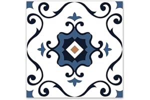 WOWSTAR 30-Pack Peel and Stick Floor Tiles, 12 x 12in Vinyl Flooring Tiles, Self-Adhesive Waterproof Flooring Planks for Kitchen, Dining Room, Bedrooms, 30 Sq. Ft - Blue Flower Texture