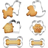 Matwsec 6 Pcs Dog Cookie Cutter Set, Stainless Steel Dog Bone Cookie Cutter, Assorted Sizes Dogs Treat Molds, Paw Print Cookies Cutters for Homemade Baking Theme Party Cat Homemade Treats
