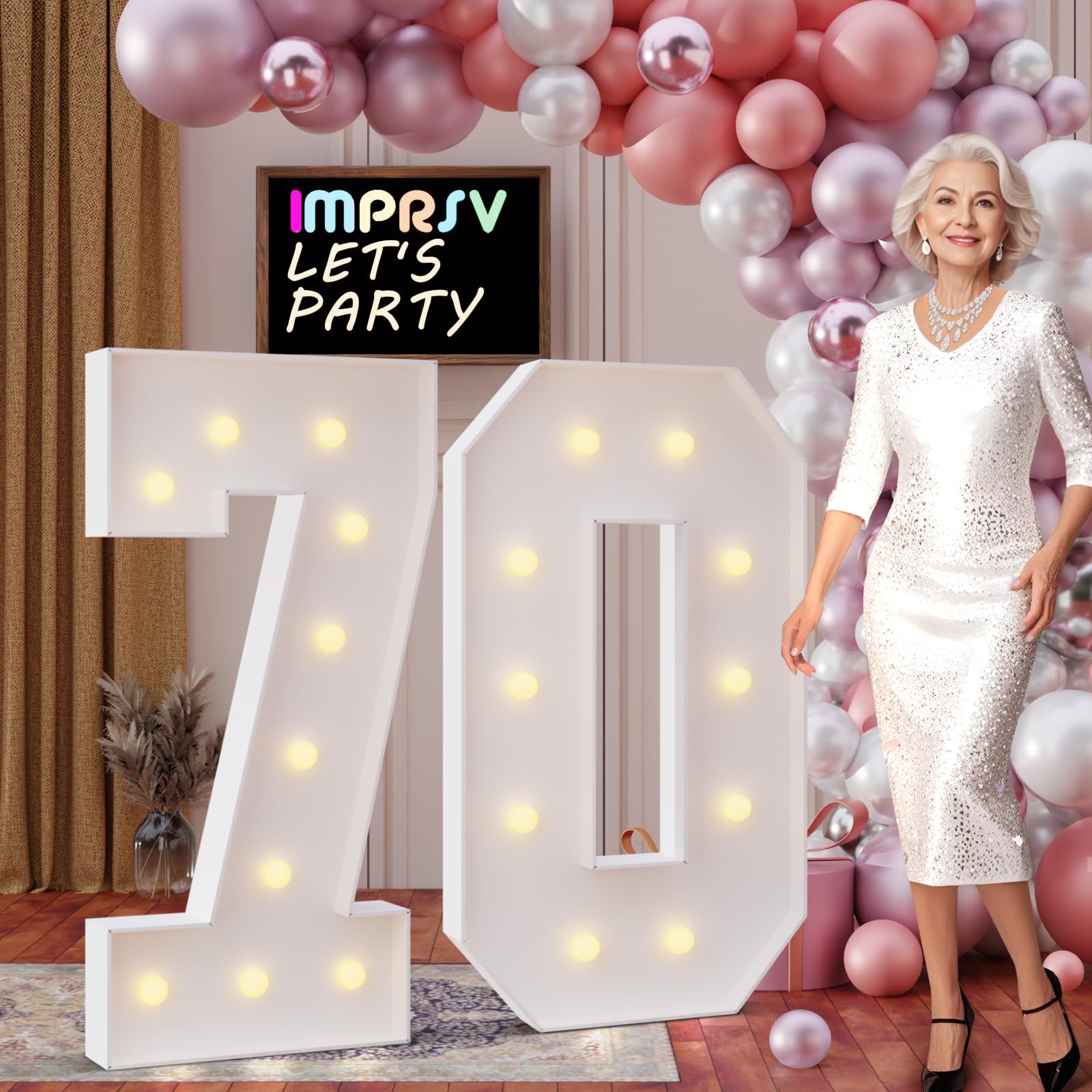 imprsv 4FT Marquee Numbers 70,DIY Light Up Numbers for 70th Birthday ...