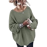 GUNEST Oversized Sweaters for Women Trendy Chunky Batwing Long Sleeve Casual Crewneck Ribbed Pullover Tunic Sweater