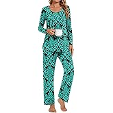 Findsweet Pajamas Sets for Women Soft Long Sleeve Pjs Top and Pants with Pocket 2 Piece Ladies Loungewear