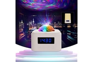 MRSCOZ Star Projector, Galaxy Projector for Bedroom, Wireless Speaker and Clock Time Projector, Night Light Projector for Adults Gaming Room, Home Theater, Party，Ceiling, Room Decor (White)