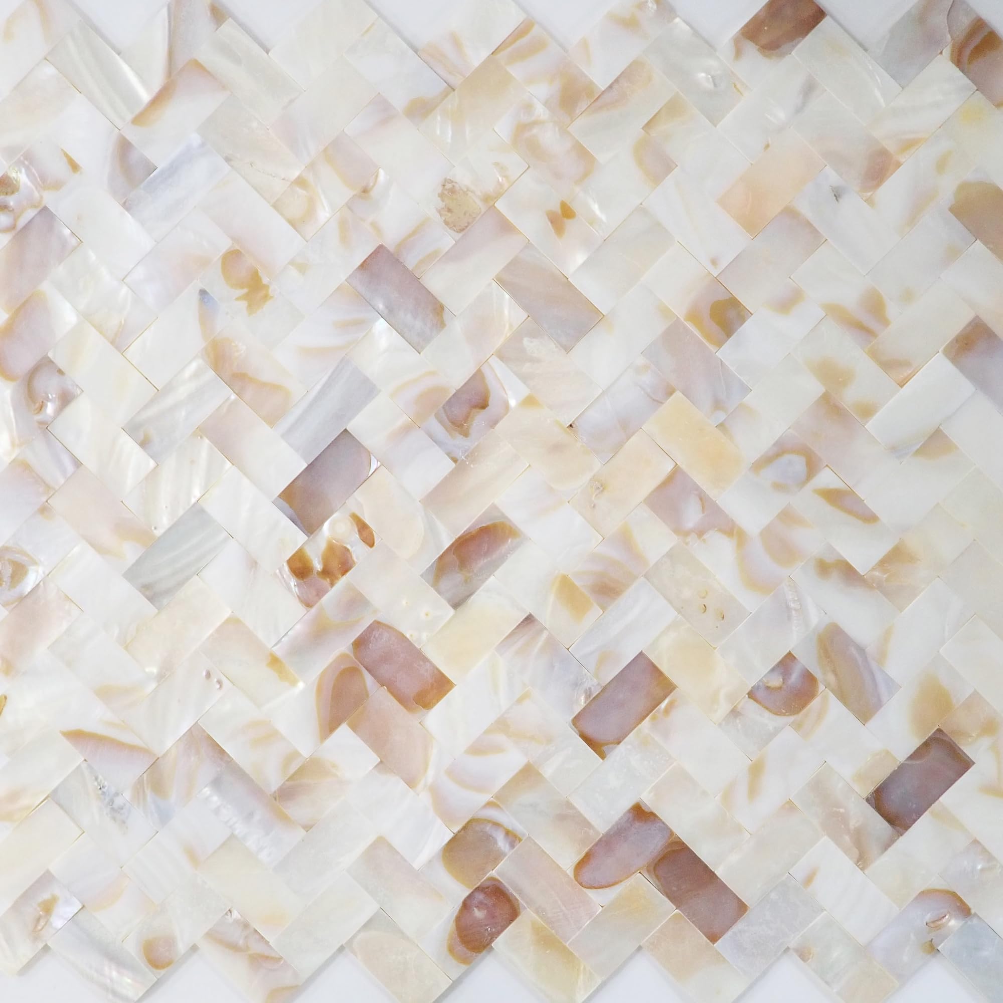 Incudo Natural Mother of Pearl Herringbone Gapless Mosaic Tiles - 280x300mm, Pack of 4, Mesh Backing