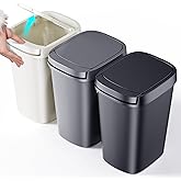 CEROELDA 3 Pack Bathroom Trash Can with Lid, 10L/2.6 Gal Small Garbage Can with Press Top Lid, Slim Plastic Waste Basket for Toilet, Office, Bedroom (Muti 1)