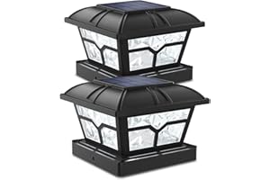 SIEDiNLAR Solar Post Cap Lights Outdoor 2 Color Modes 8 LEDs for 4x4 5x5 6x6 Posts Fence Patio Deck Decoration Warm White & C